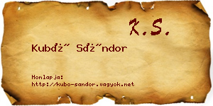 Kubó Sándor névjegykártya